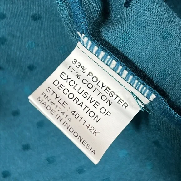 NWT Miss Elaine Essentials Teal Sleep Lounge Button Down Top Size M - Picture 10 of 10
